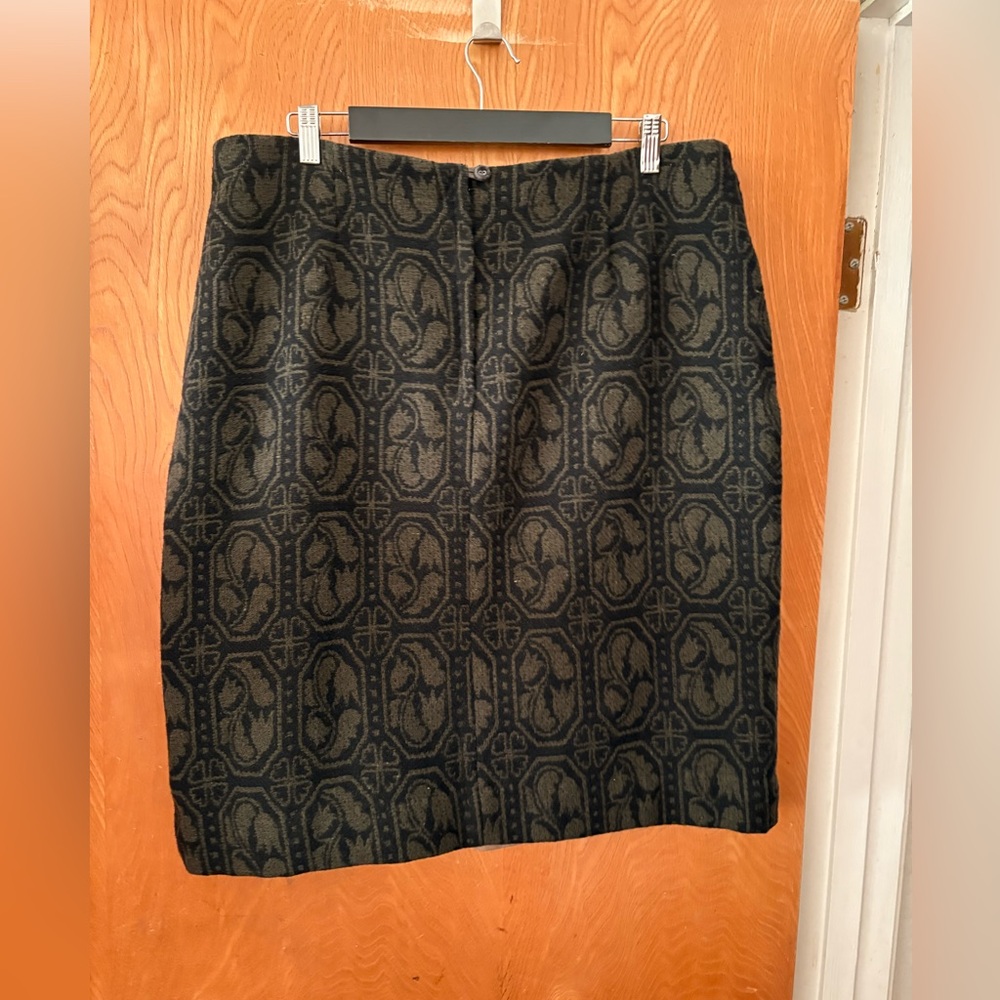 Gudrun Sjoden Black and Green Patterned Pencil Skirt XL - Picture 5 of 8